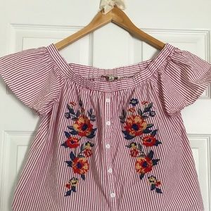 Off the shoulder striped blouse size S